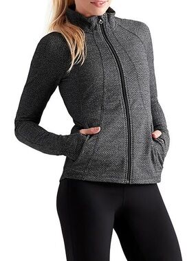 Athleta Heartbeat Hope Herringbone Form Athletic Full Zip Jacket Women’s Medium